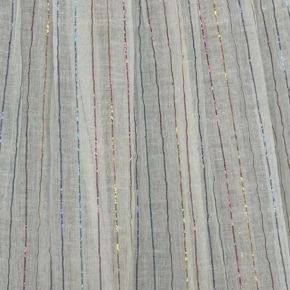 Matta Lightweight Cotton Metallic Stripe V-Neck Midi Dress - Picture 5 of 5